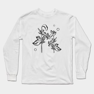 Spring flowers line drawing Long Sleeve T-Shirt